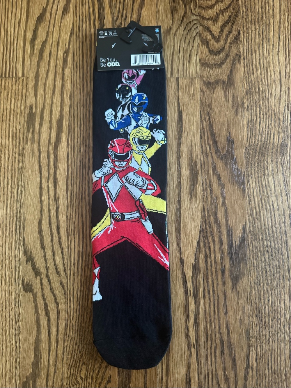 Power Rangers Graphic Crew Socks - Black with Red/Blue/Yellow Accents